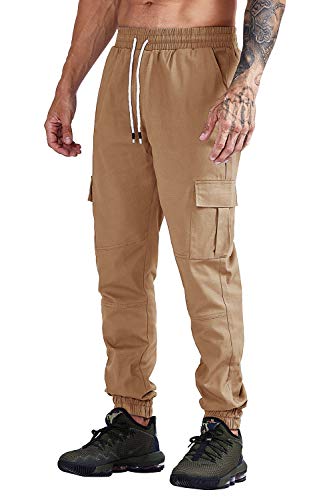 Cindeyar - Pantalones vaqueros para hombre Cargo Chino Stretch Slim Fit Basic Jogger Sporthose Freizeithose 105khaki XL