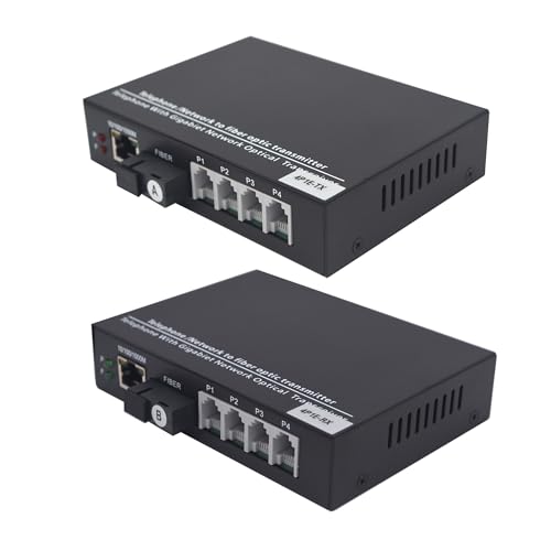 Image of 4 Channel POTS Telephone Gigabit Ethernet Over Fiber Optic Media Converter Extender SC /UPC Singlemode Single Fiber up 20Km,Support Called id Ring and Fax No Delay A Set