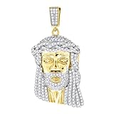 Colgante religioso de plata de ley 925 con circonita cúbica para hombre, 45,5 x 22,5 mm de ancho, collar para hombre