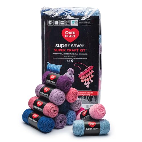 Red Heart Super Saver Yarn Super Craft Kit Gradients, with 12 Pack of 50g/1.7 oz. 4 Medium Worsted Yarn for Knitting & Crocheting, 12 Colors, Perfect for Chunky Sweaters, Blankets, Amigurumi