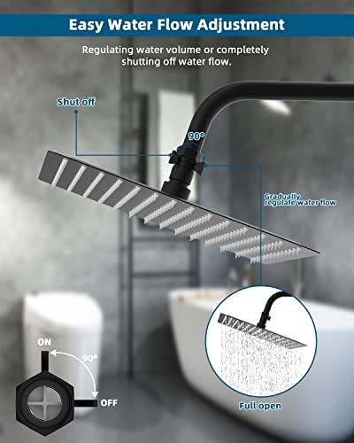 Shower Head Flow Control Valve G1/2 Brass Shut-Off Valve With Metal Handle Lever Shower Head Valve Water Flow Control Valve Regulator Shut Off Valve For Hand Shower, Or Bidet Sprayer-Matte Black #TOP1