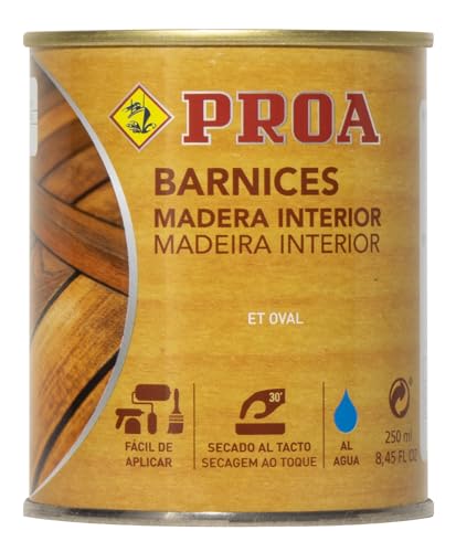 Barniz al agua interior. Satinado. Transparente. 250 ML.