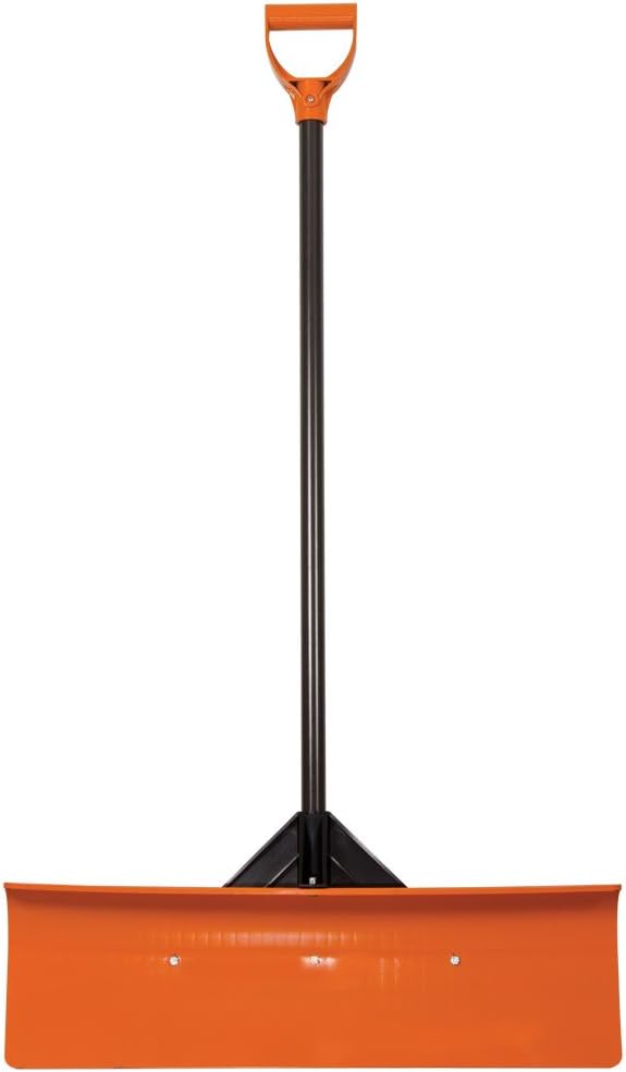 A.M. Leonard Poly Snow Pusher/Shovel with D-Grip Fiberglass Handle - 30 Inches, Blue Blade
