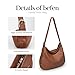 befen Genuine Leather Slouchy Hobo Bags for Women, Brown Leather Purse Top Grain Leather Crossbody Bag for Women Designer Soft Handbag Trendy Women's Shoulder Handbags with Adjustable Strap For Daily