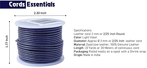 Cords Essentials Round Genuine Leather String Cord, Rope for Jewelry Making Necklaces, Bracelets, Kumihimo Braiding, Wraps - Image 2