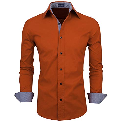Image of Zombom Men's Solid Cotton Blend Regular Fit Full Sleeve Collared Neck Casual Shirt for Men