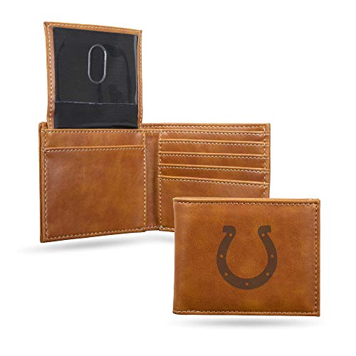 Rico Industries Laser Engraved Billfold Wallet Indianapolis Colts Brown