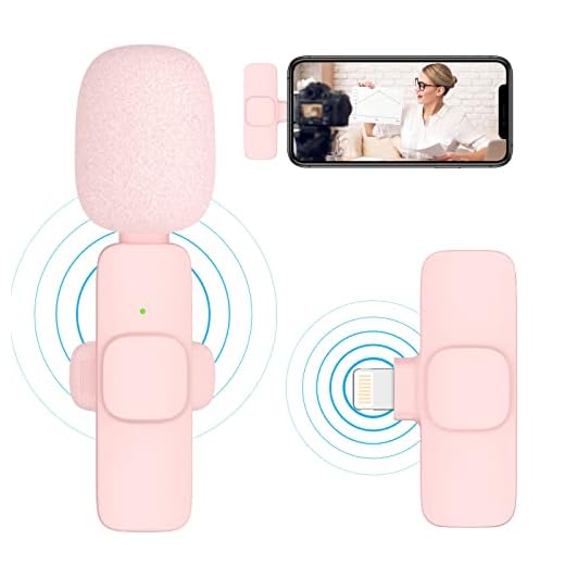 Pink Wireless Lavalier Microphone for iPhone - Plug Play Clip on Shirt Lapel Mini Mic for TikTok YouTube Facebook Live Stream Vlog Video Recording -No Need App/Bluetooth
