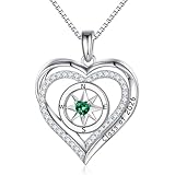 Turandoss 2026 Compass Graduation Gifts for Women Her, S925 Sterling Silver Birthstone Necklace, Class of 2026 Graduation Necklace, College Gifts for Women Her