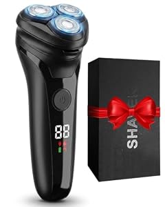 Men’s Electric Shaver, USB Rechargeable Cordless Razor with LED Display, Dual-Track Blades, IPX5 Waterproof Wet & Dry Use, Pop-Up Trimmer & Travel Lock, 90-Min Runtime Grooming Kit Gift for Men