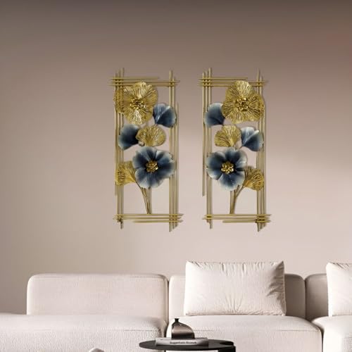 Image of PEDEX - Big Handcrafted Metal Multicolor Wall Art Round Leaf Frame Sculpture Multicolor Iron Wall Hanging for Home Decoration | Perfect for Living Room, Bedroom, Drawing Room, Hotel & Restaurant (Set Of 2)