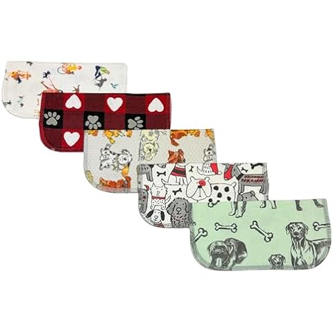 Gina's Soft Cloth Shop 1 Ply Printed Flannel 8x8 Inches Little Wipes Set of 5 I Woof You- Proudly Made in the USA! Cover