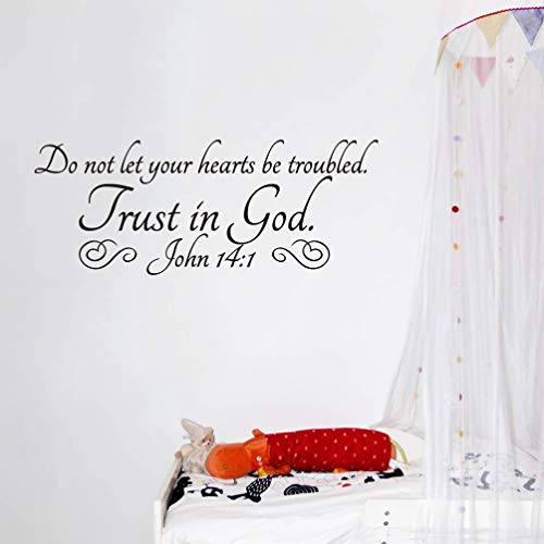 Wall Quotes Sayings Christian Removable Vinyl Peel and Stick Bible Verse DIY Trust in God John 14:1 Wall Stickers Wall Decals - Image 3