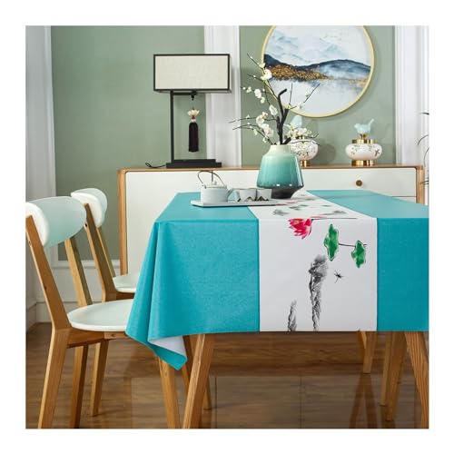 Nappe imperméable PVC 140x300 nappe table lavable bleu vert linge de table Daesar