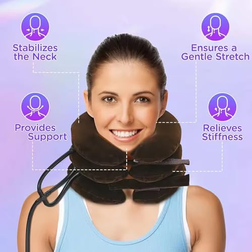 Traction cervicale gonflable et civière de cou réglable pour décompression des vertèbres
