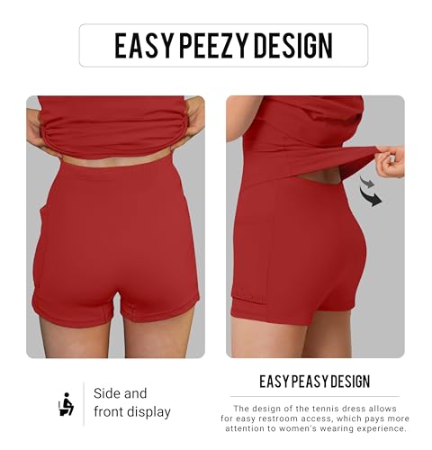 Image of MIRITY Womens Activewear Tennis Dress - Built in Shorts with Pockets and Bra Golf Athletic Workout Dresses