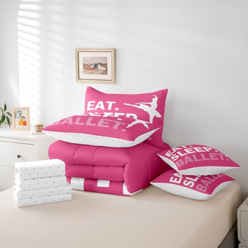 Image of Feelyou Girls Ballet Comforter Set Full Size 7 Piece for Kids Women