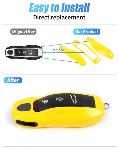 Coque de clé pour Porsche Macan Cayenne 718 boîtier protection jaune - 3