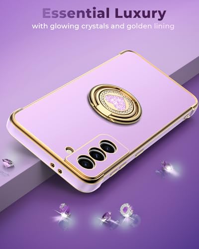 Coque pour Galaxy S22 Plus avec support anneau silicone violet - 6