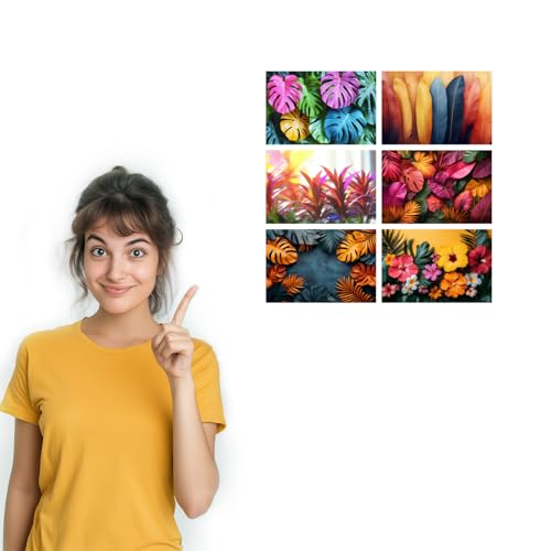 Image of SiddArtify Tropical Botanical Wall Art Prints Set - Colorful Plant Poster Decor for Living Room Bedroom Office - Set of 2-4x6 Inch - Board (Pack of 6) - Sticker (Pack of 6)