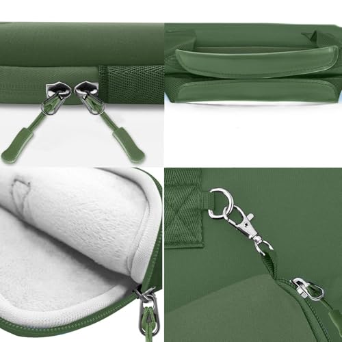 Image of Hseok Laptop Sleeve 13.3-14 inch Case with Small Pouch, Neoprene Computer Bag Compatible with MacBook Pro 14 inch M4 /M3 /M2 /M1 2025-2021, Mac Air /Pro 13.3 inch and Most 13-14 inch Notebooks,Olive Green