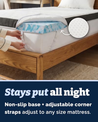 Image of Mattress Topper - 3 Inch Memory Foam Mattress Topper with Cooling Cover for Hot Sleepers - Plush, Thick & Comfy - Pain & Pressure Relief - Twin Size Mattress Pad with Straps & Removable Washable Cover