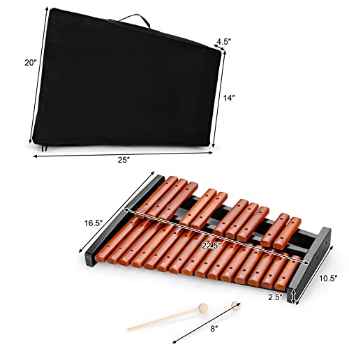 Image of Giantex 25 Notes Xylophone Glockenspiel, Wooden Percussion Instrument with 2 Mallets and Carrying Bag, Suitable for Beginner Kids School Band Music Teaching Party