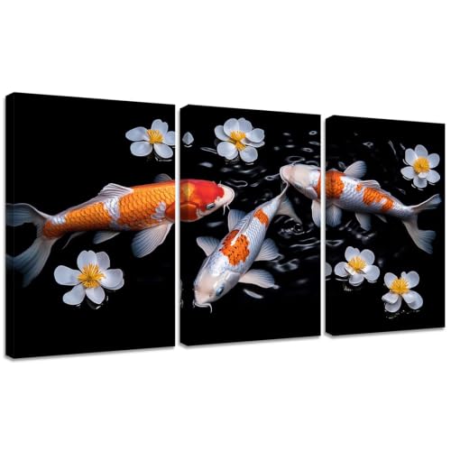 Broderie Diamant Complet Fleurs et Carpes Koi Décoration Salon et Chambre Adultes