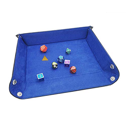 Onwon 2 Pieces Dice Holder Dice Rolling Tray Double Sided Pu Leather And Velvet Folding Tray Dice Pad For Dice Gaming And Other Table Games (Blue & Red) #TOP3
