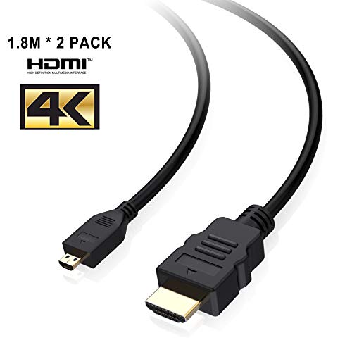 Bruphny - Cable Micro HDMI a HDMI para Raspberry Pi 4, Gopro Hero, y Otras cámaras de acción (1,8 m)