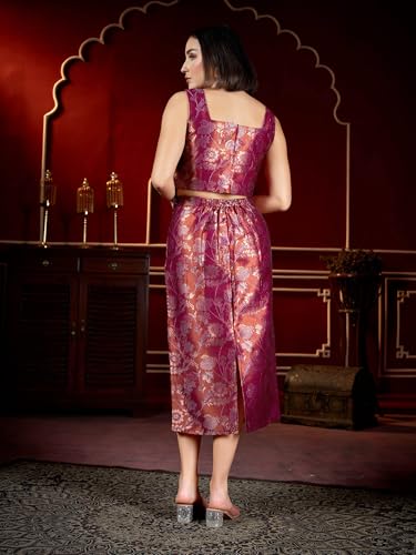 Image of PURVAJA Women's Sleeveless Top Skirt Printed Co-Ords Set
