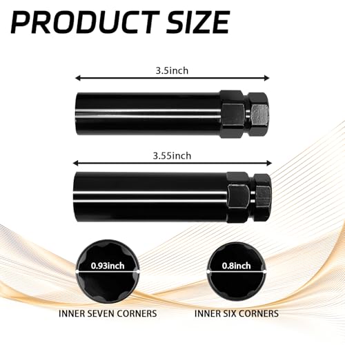 Image of 7 Spline Lug Nut Socket Spline Lug Nut Key, Wheel Lock Key Fuel Rim Nuts Lock Removal for 7Spline Wheel Nuts and 21mm 13 /16 Inch & 22mm 7 /8 Inch Hex Wrench Tuner Lugnuts Tool