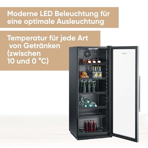 SEVERIN Flaschenkühlschrank, mit integriertem Schloss und integrierter LED-Beleuchtung, 237 L Nutzinhalt, schwarz, FKS 8841
