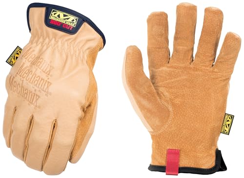 Mechanix Wear Mechanix Herren Durahide Driver F9-360 (X-large, Durahide®-leder) Schnittfeste Lederhandschuhe, Khaki, XL EU