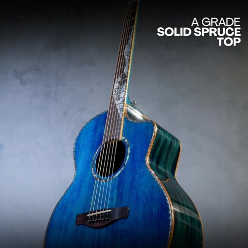 Image of S140C Ocean Grand Auditorium Acoustic Guitar For Beginners, Solid Spruce Top, Mahogany Back and Sides, Mahogany Neck, Rosewood Fingerboard, Ocean Inlay, Includes Padded Gig Bag.
