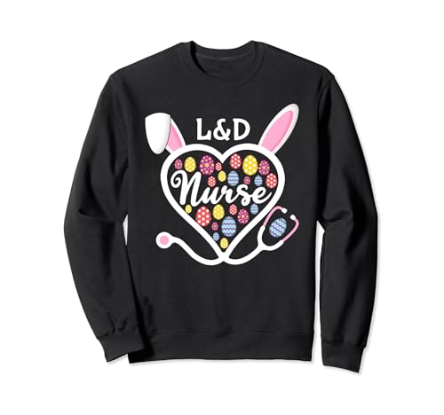 Estetoscopio Corazón L&D Enfermera Conejo de Pascua Trabajo y parto Sudadera