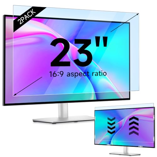 Image of IPROKKO 2 Pack 23 inch Anti-Blue Light Monitor Screen Protector for 16:9 Widescreen, Removable Matte Anti Glare Blue Light Blocking Screen Filter, Anti-UV Eye Protection PC Computer Film [Washable Wipes Clean]