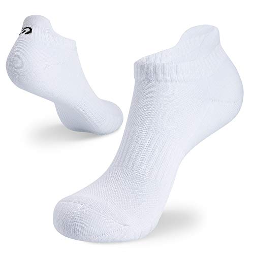 coskefy Men's Trainer Socks 43-46, 6 Pairs of Socks Women's 35-38 39-42 47-50 Padded Running Socks Cotton Sports Socks Breathable Unisex Black White Grey