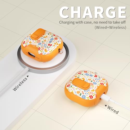 Image of for AirPods 4 Case with Secure Lock Clip in Phone Stand,Floral Girly Style Protective Cover with Cleaning Kit and Carabiner for Apple iPod 4 Generation (Sunshine Petals)
