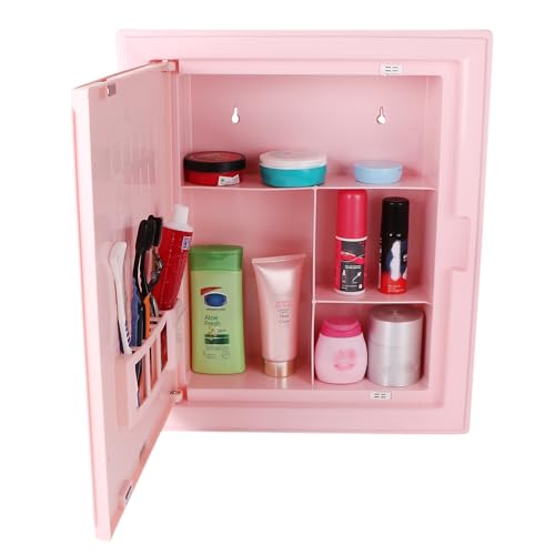 Image of CIPLA PLAST Glam Mirror Cabinet for Bathroom | Multipurpose Bathroom Shelf | Wall Mounted Shelves | Bathroom Cabinet for Storage | Shelves | (BRC-930) (Pink)