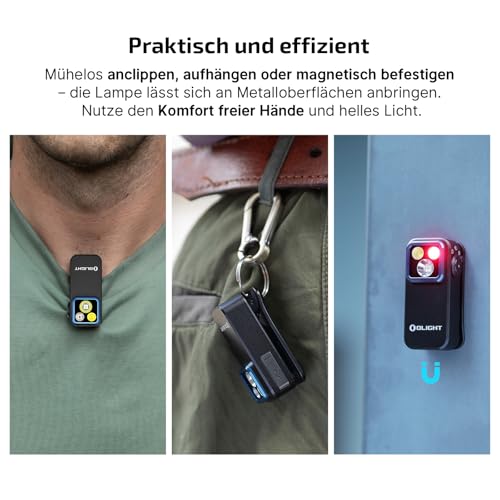 OLIGHT Oclip Pro Mini EDC Taschenlampe mit Wiederaufladbare(Schwaz) – Ansicht 3