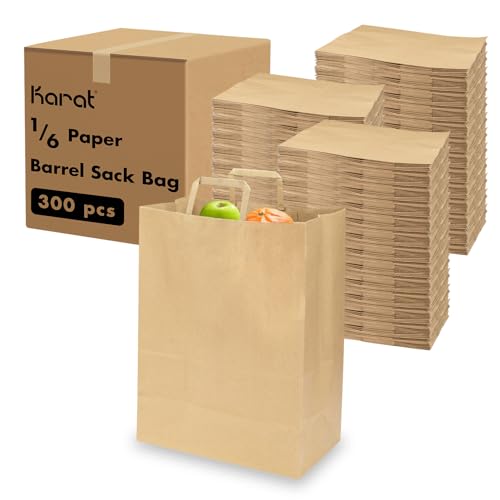 Karat Kraft Paper Shopping Bags with Handles, 12 x 7 x 17 in, 300ct