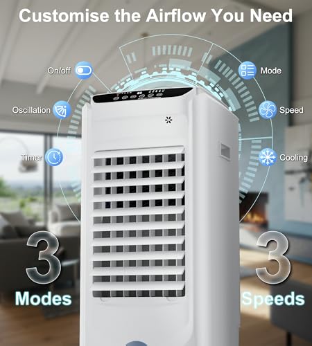 Image of Landeagle 32 inch Swamp Cooler,1800CFM Windowless Portable Air Conditioners with 120Oscillation,Evaporative Coolers with 4.2Gal Tank,12H Timer,Cooling Fans that Blow Cold Air for Room Indoor,Snow White