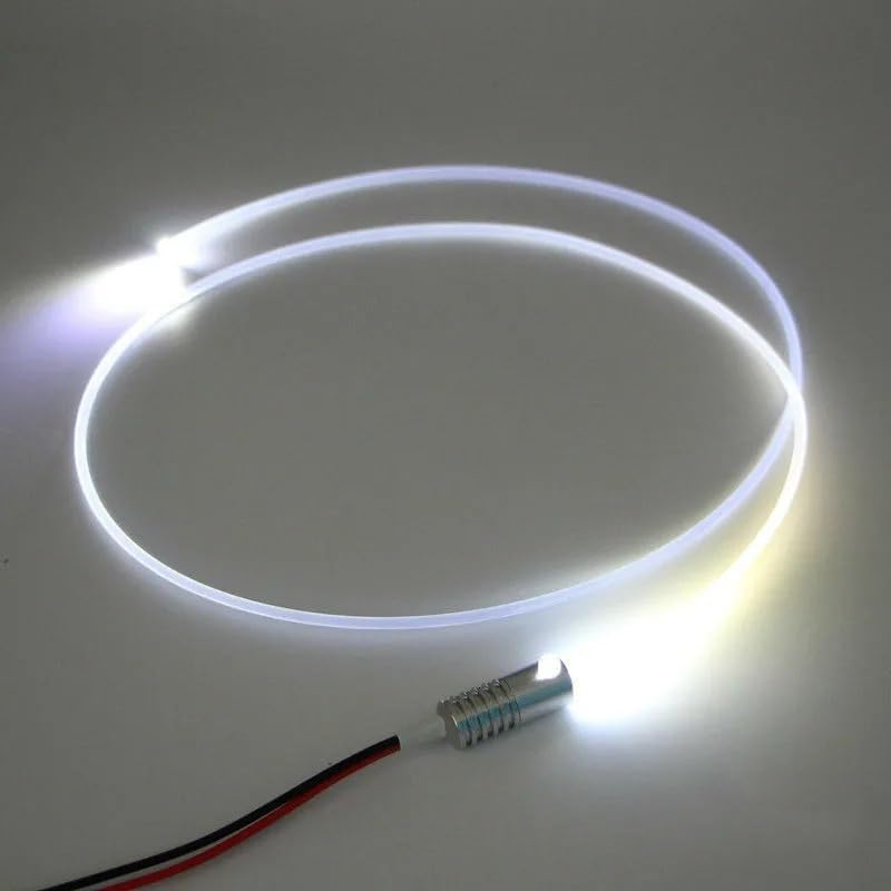 2M 3mm (Diameter) Optical Cable Side Light Strip mini 12V 3W Illuminator LED Aluminum Light Source Engine Home car Atmosphere DIY(Cold White)