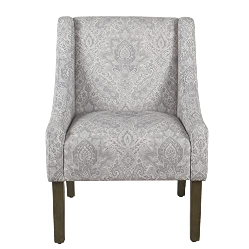 Image of HomePop Classic Swoop Arm Accent Chair - Gray Damask