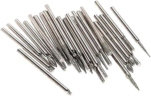 image for Yakamoz 30Pcs 2.35mm Shank Titanium-Coated Diamond Burrs Set Rotary Fi