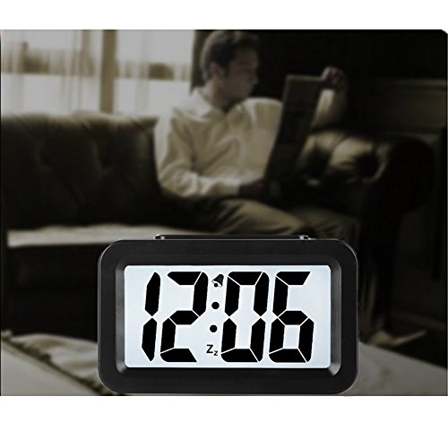 Hense Creative Nightlight Smart Light Alarm Clock Bedside Desk Table Electronic Clock Battery Operated Mute Luminous Alarm Clock With Adjustable Light Ha35 (Black) #TOP5