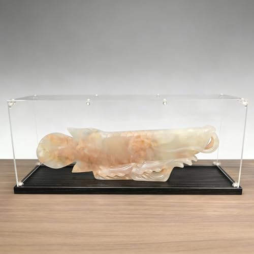 Vitrina metacrilato Caja de Exhibición de Acrílico Transparente Apilable, Vitrina de Acrílico Grande A Prueba de Polvo, Gabinete Organizador de Plástico(Black,50x40x40cm/20x16x16in)