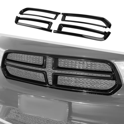 Image of Jimen Compatible with Dodge Durango 2014-2020, 4PCS Front Grill Cover Grille Overlay Trim (Black)