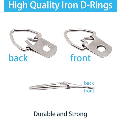 Image of D Ring Picture Hangers, Single Hole with Screws, D Rings Heavy Duty, Picture Hang Solutions for Mirror, Clock, Decoration, Paintings, Artwork Pictures Frame, 30 PCS